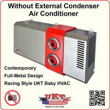 Without External Condenser Air Conditioner Model Baby by UKT Air Conditioners
The UKT Baby Air Conditioner without external unit is entirely made of metal with a modern, simple and essential design.
Made to last, it is silent, effective and serviceable.